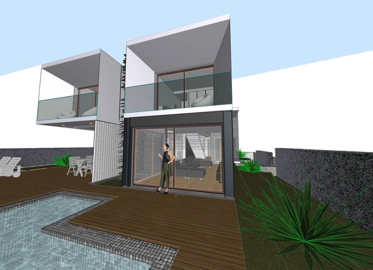 Moradia na Aroeira. Imagem tridimensional do Projeto de Arquitetura.