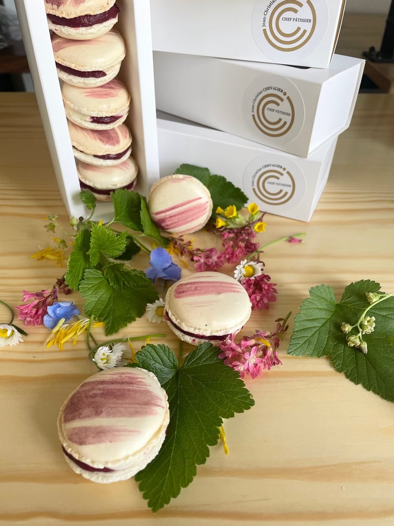 Macarons cassis de bourgogne et chevre / Jean-Christian CHEVALIER / JCC Chef Patissier / CHAROLLES 71