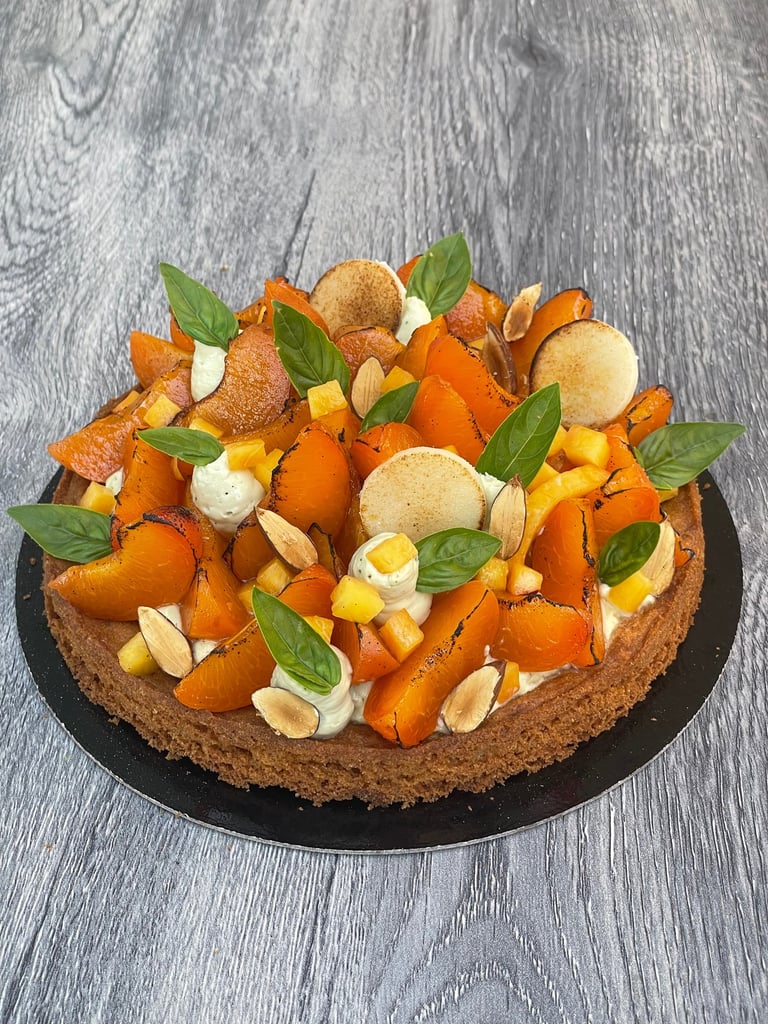 Sablé breton, abricots, nectarines et crème de basilic - JCC Chef Pâtissier - Charolles