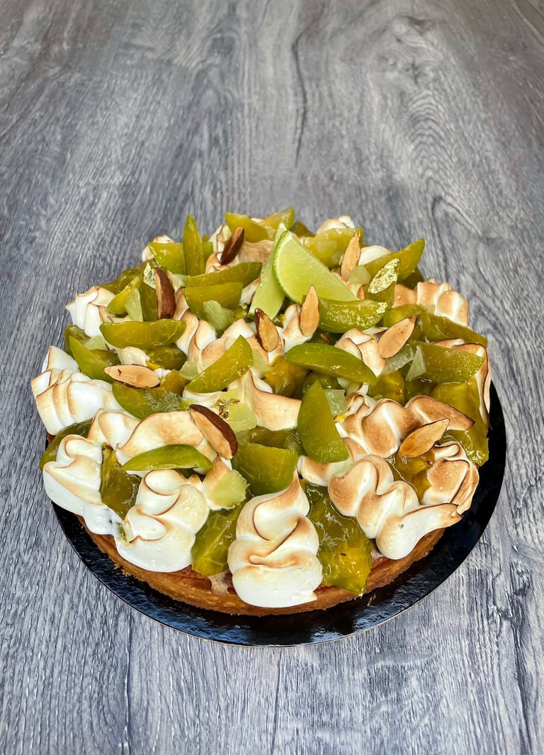 Tarte citron meringué et mirabelles JCC CHEF PATISSIER 71120 PATISSERIE CHAROLLES 