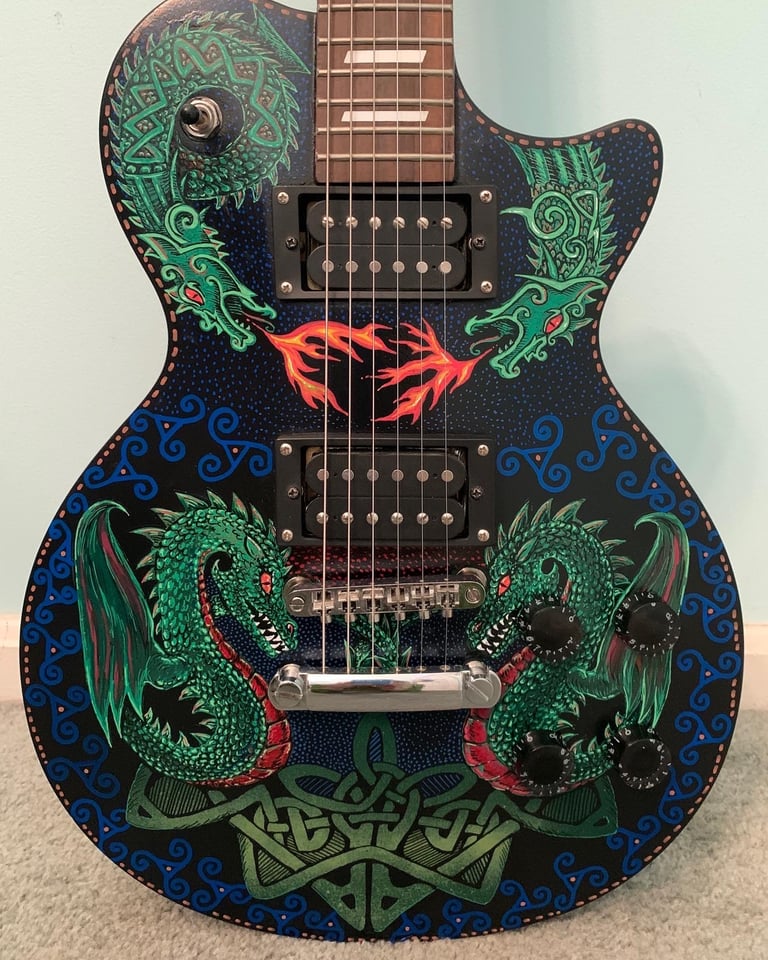 Dragon hand-painted guitar