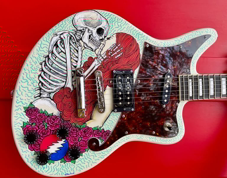 Grateful Dead hand painted guitar - D'angelico