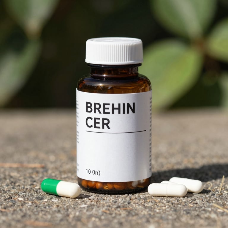 Close-up of elegant supplement bottles with bespoke labels arranged on a sleek white surface.