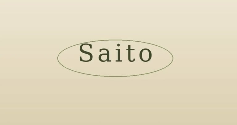 Minimalistisches „Saito“-Logo mit elegantem Schriftzug innerhalb eines dünnen grünen Ovals