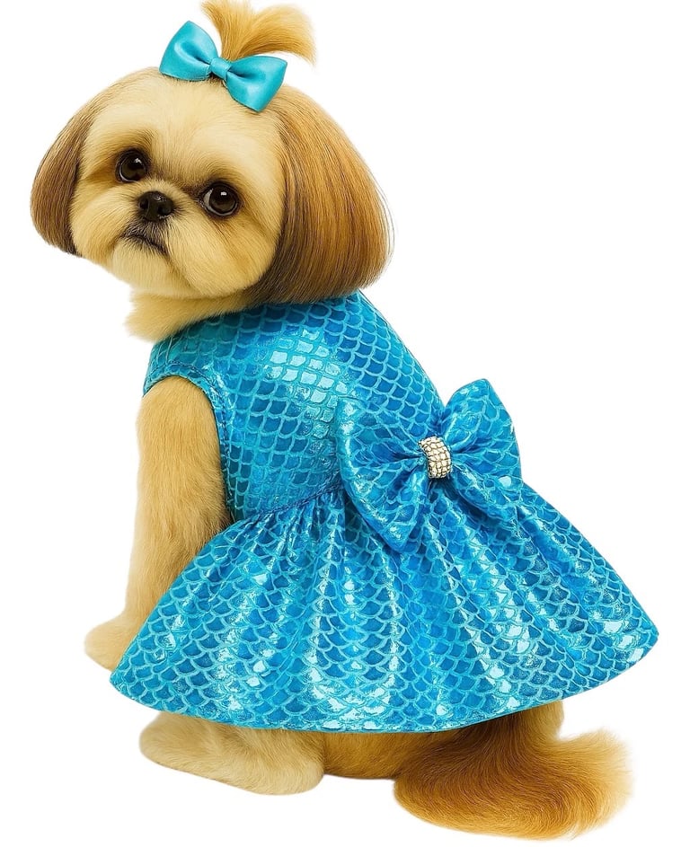 Perrita con vestido de sirena para galeria de fotos