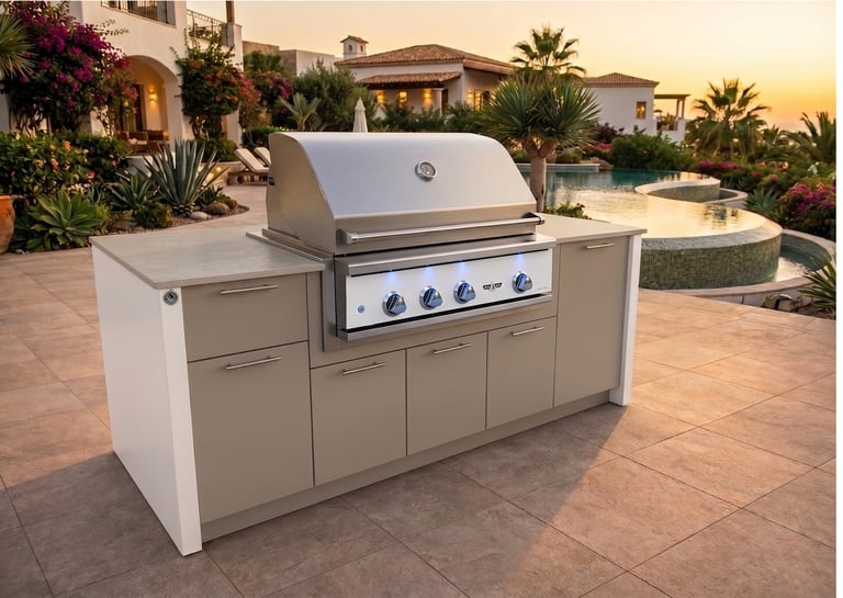 Station Grill DH32 outdoor kitchen kit with 32" Delta Heat gas grill and Dekton Keon countertop