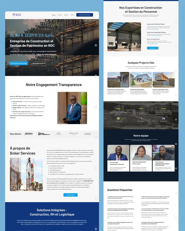 sample website ready to buy for beckers services construction company in DRC Congo