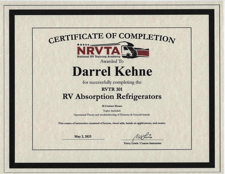 Refrigerator certificate