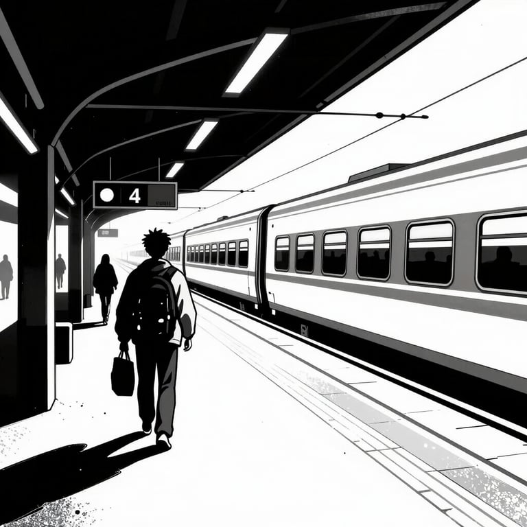 Image of a man on a train platform as it illustrates the Interchange, life situational trainer