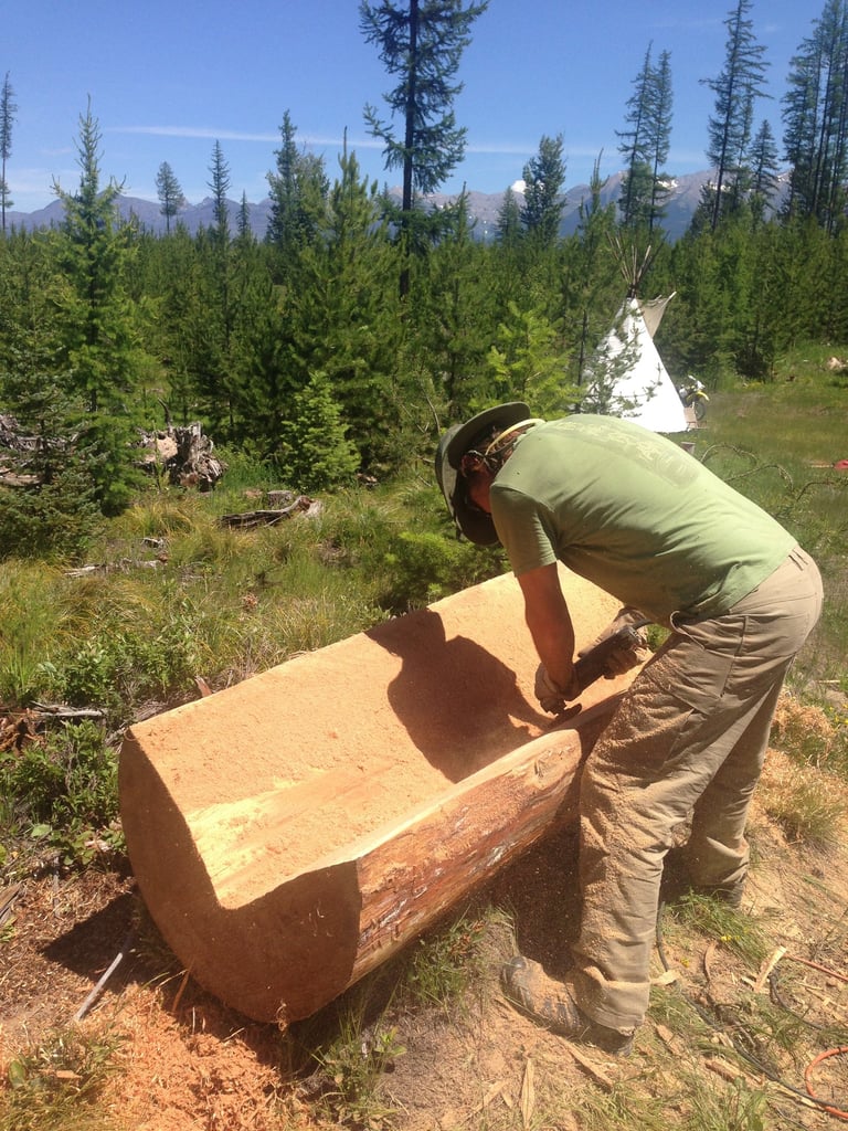 L Shaped Cut Out Pine Bench