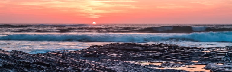 Cornish coastline at sunset