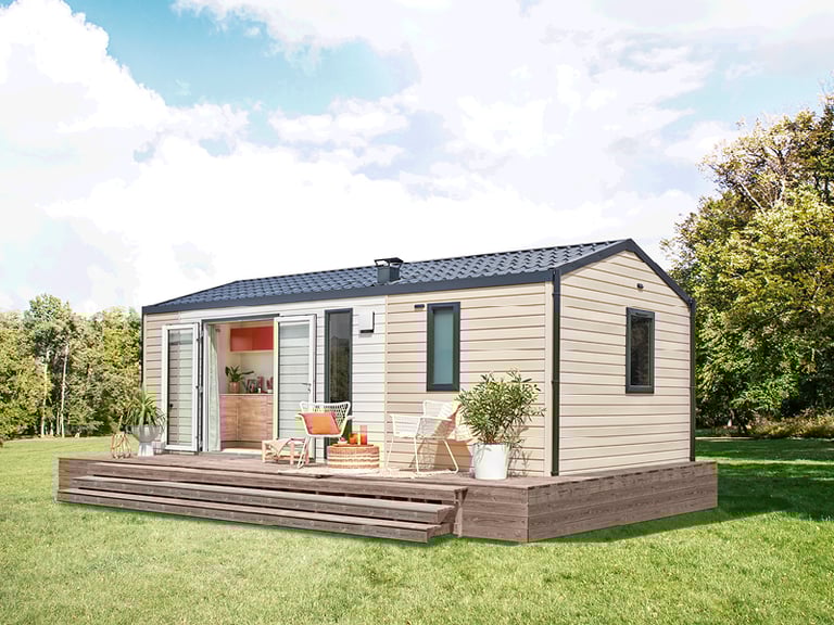 Mobil-home tout équipé à louer à Sarzeau. Les Dunes vous offrent un séjour en bord de mer inoubliable avec terrasse et lave-v