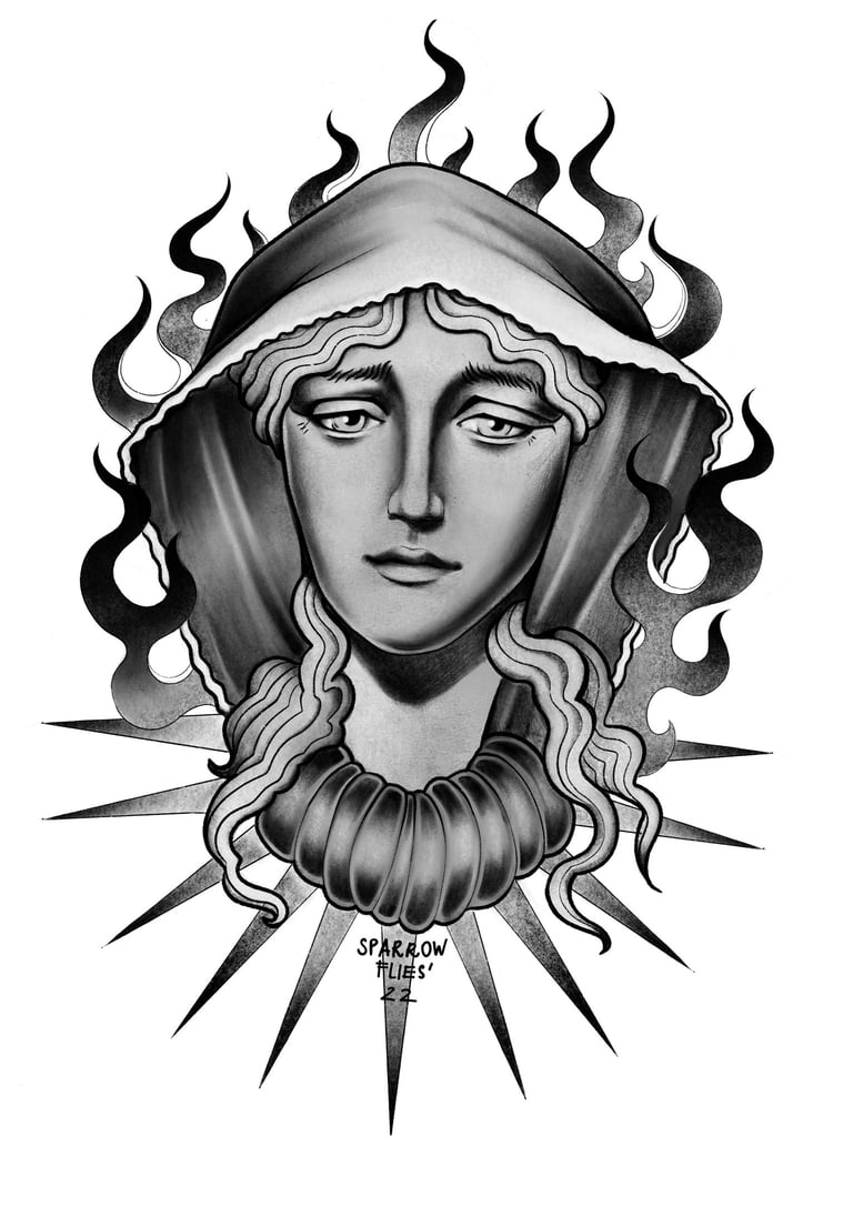 Burning Madonna available tattoo design