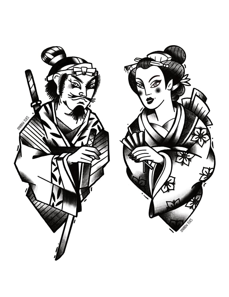 Wanna-do samurai and geisha tattoo designs