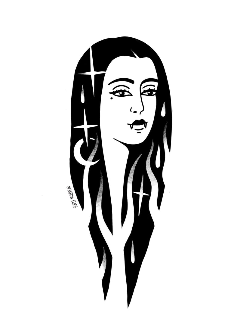 Vampire lady tattoo design available for booking