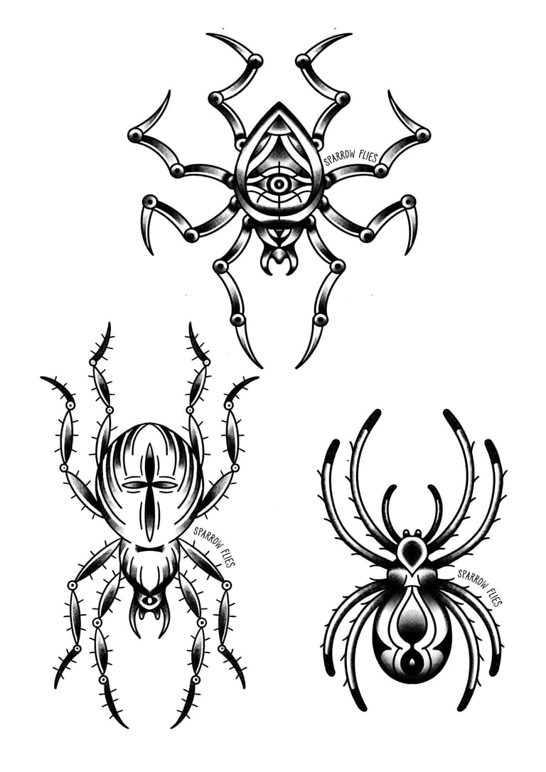 Available old school spiders tattoo designs