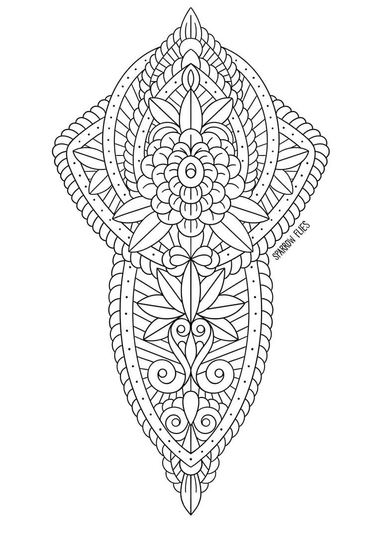 Available ornamental tattoo piece for arm or leg