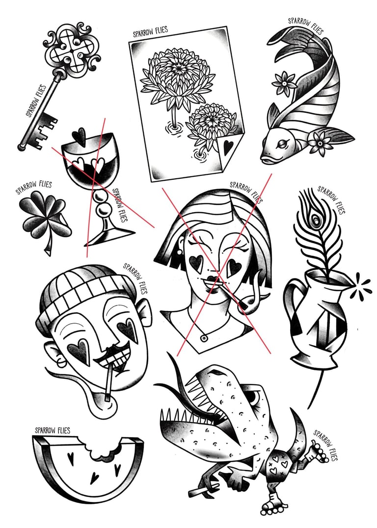 Available small tattoo designs in old school traditional style