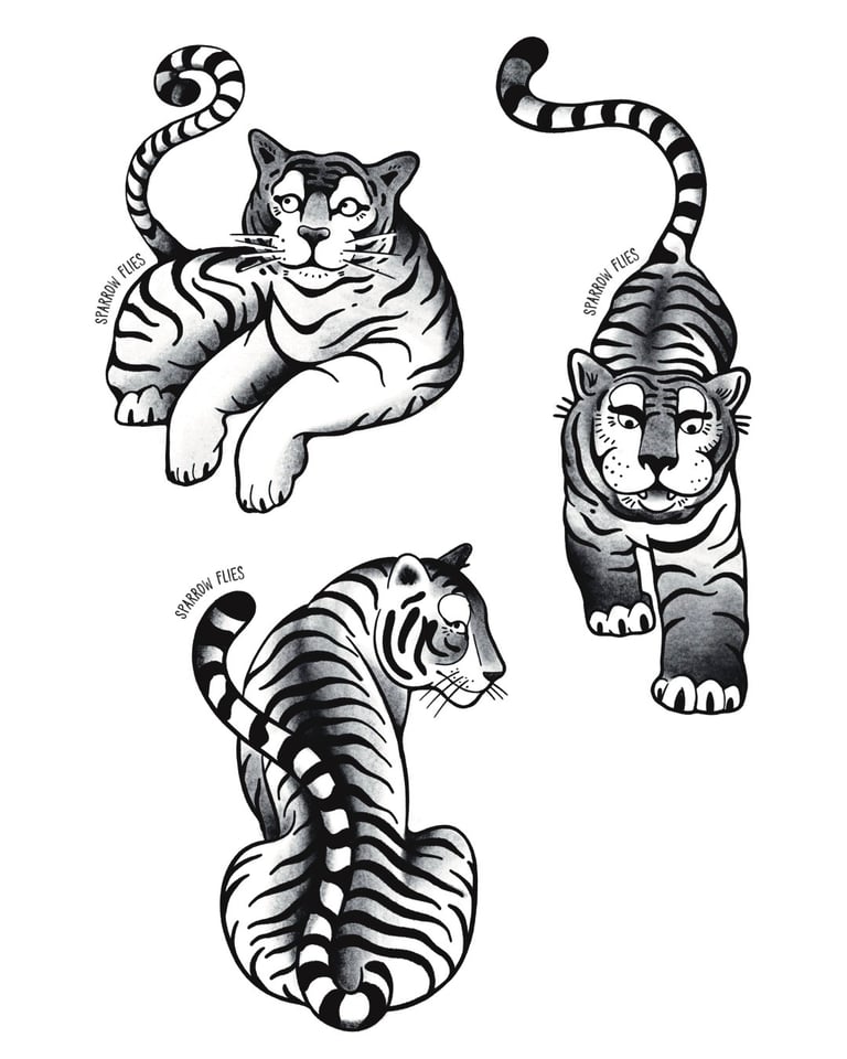Cute tigers tattoo design ready to be tattooed