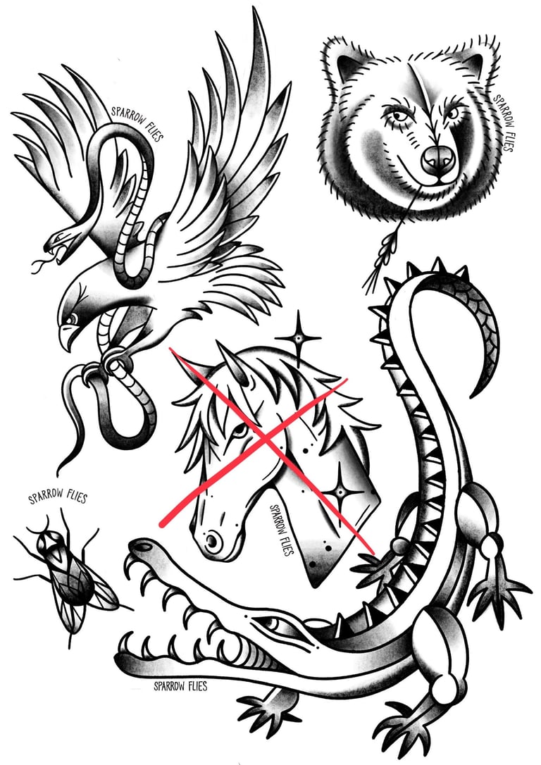 Available old school tattoo designs by Sparrow Flies