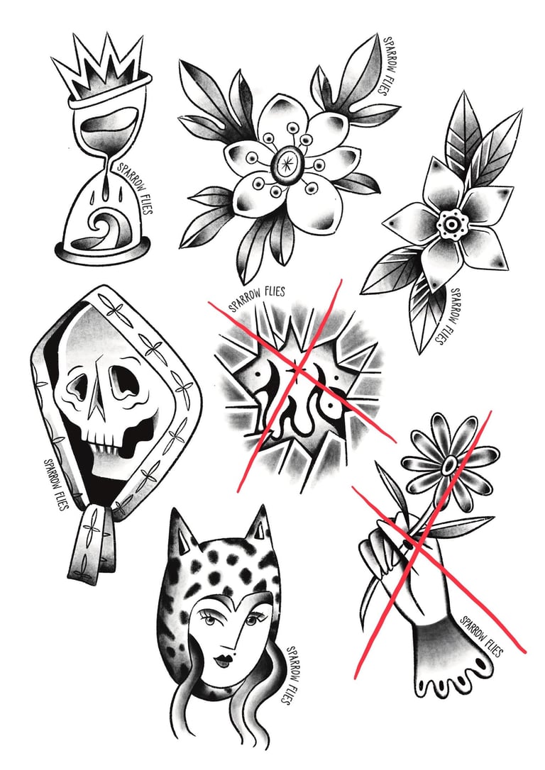 Available Old school tattoo designs by Sparrow Flies