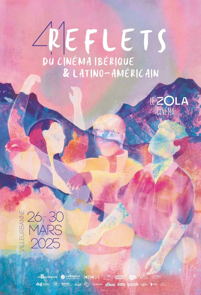 affiche festival cinema reflets 2025 représentant des personnages dansant avec des montagnes en arrière plan