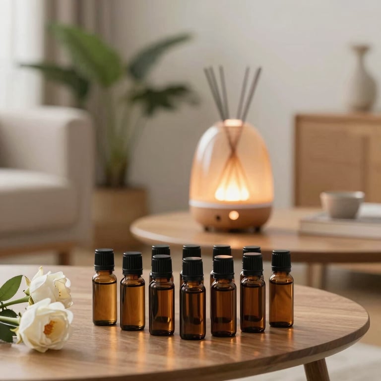 Frascos de vidrio ámbar para aceites esenciales que brindan bienestar físico y emocional