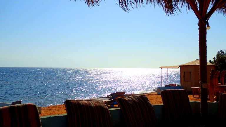 Sunny day in December on the beach in Egypt