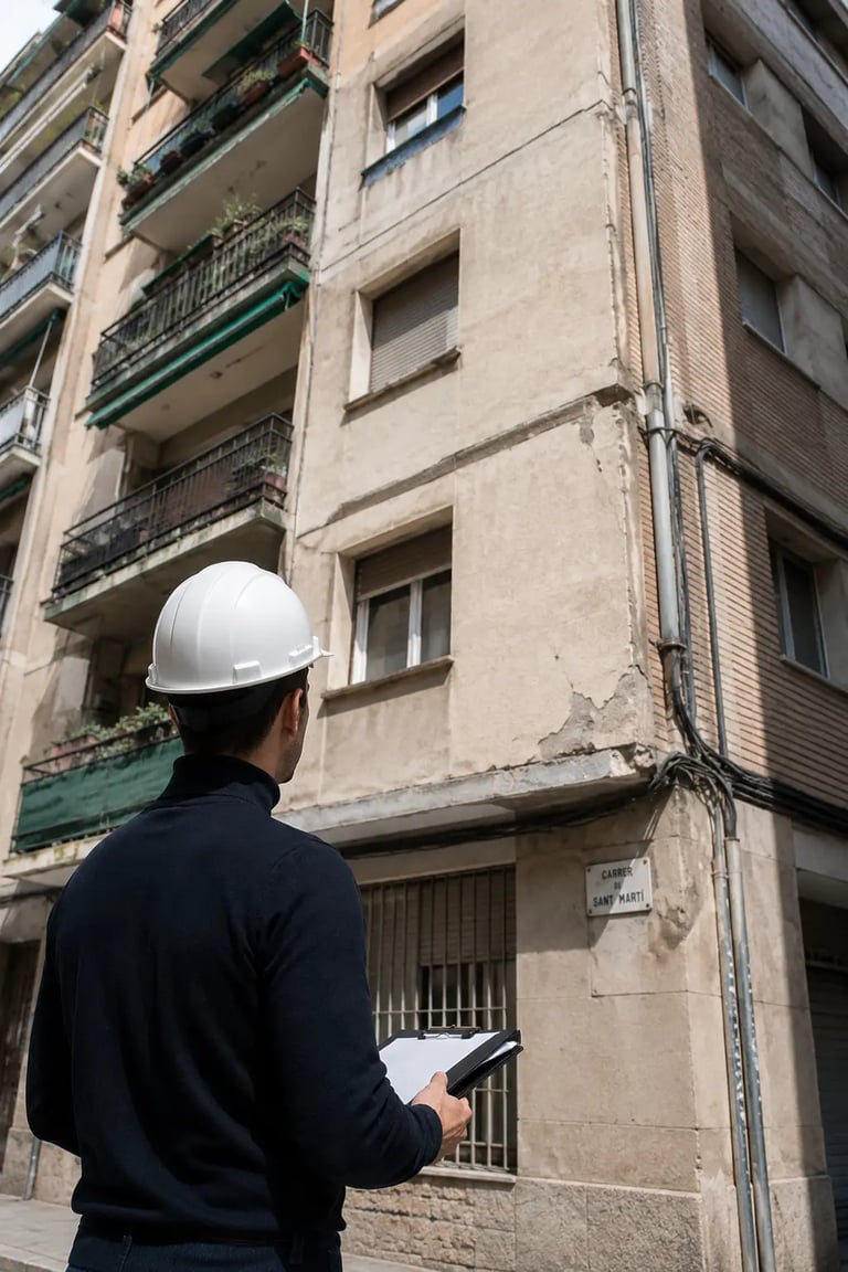 arquitecte tècnic fent inspecció tècnica d'edificia osona i vallès oriental 