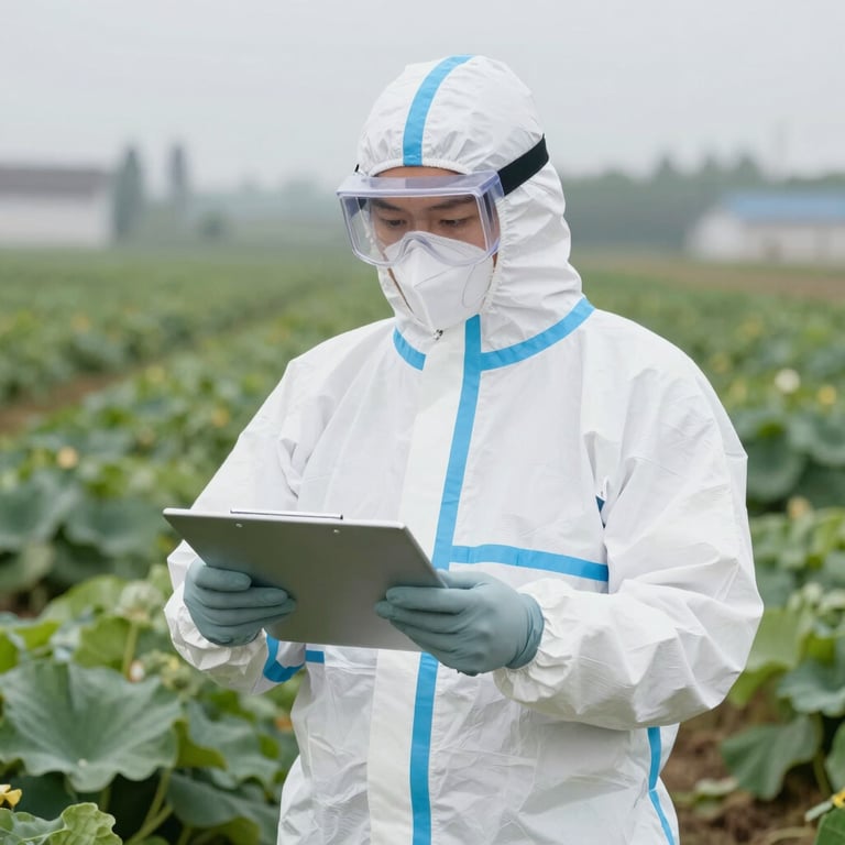 Close-up of various personal protective equipment neatly arranged on a table.