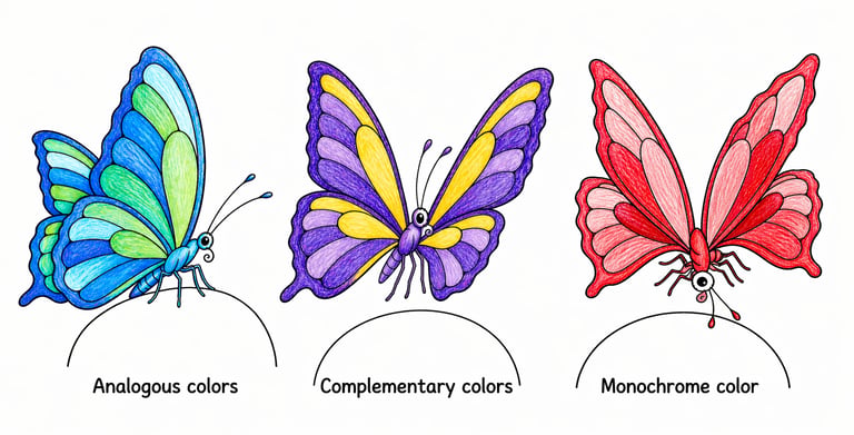 Analogous, complimentary and monochrome colors