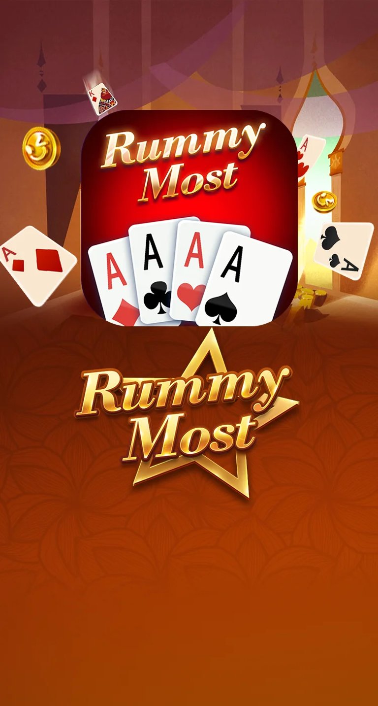 Play Rummy Most online card game featuring four aces, gold coins, and stylish graphics.