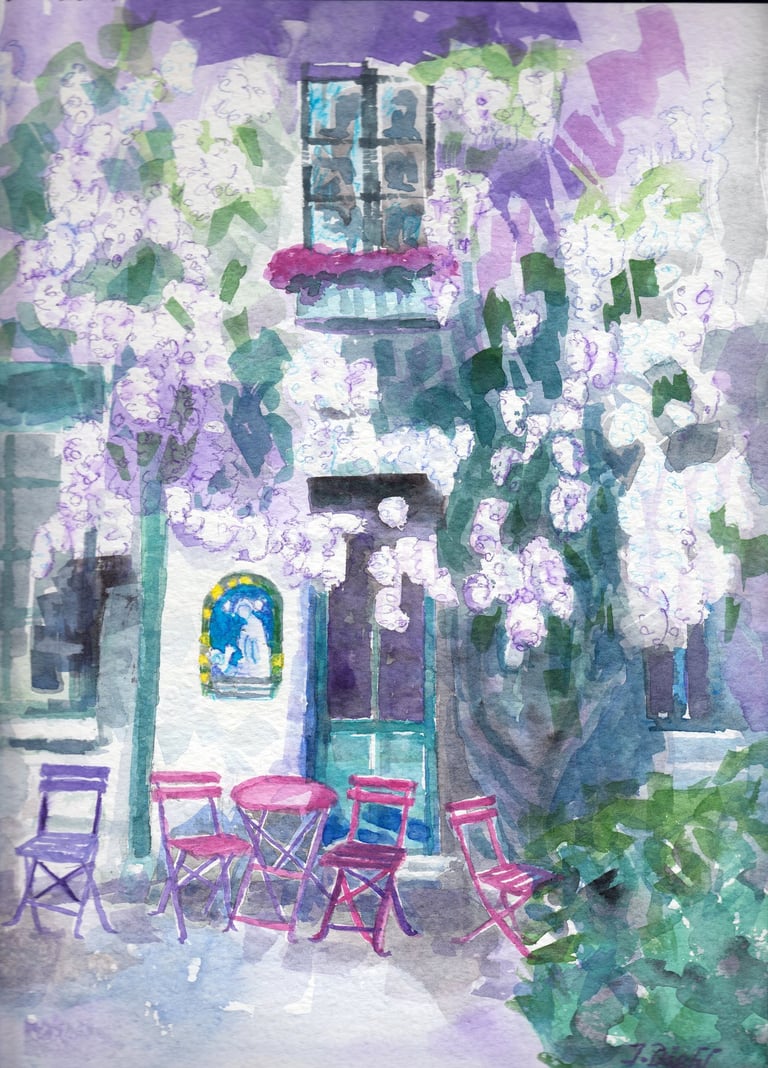 Wisteria Heaven watercolor by Julie Diehl