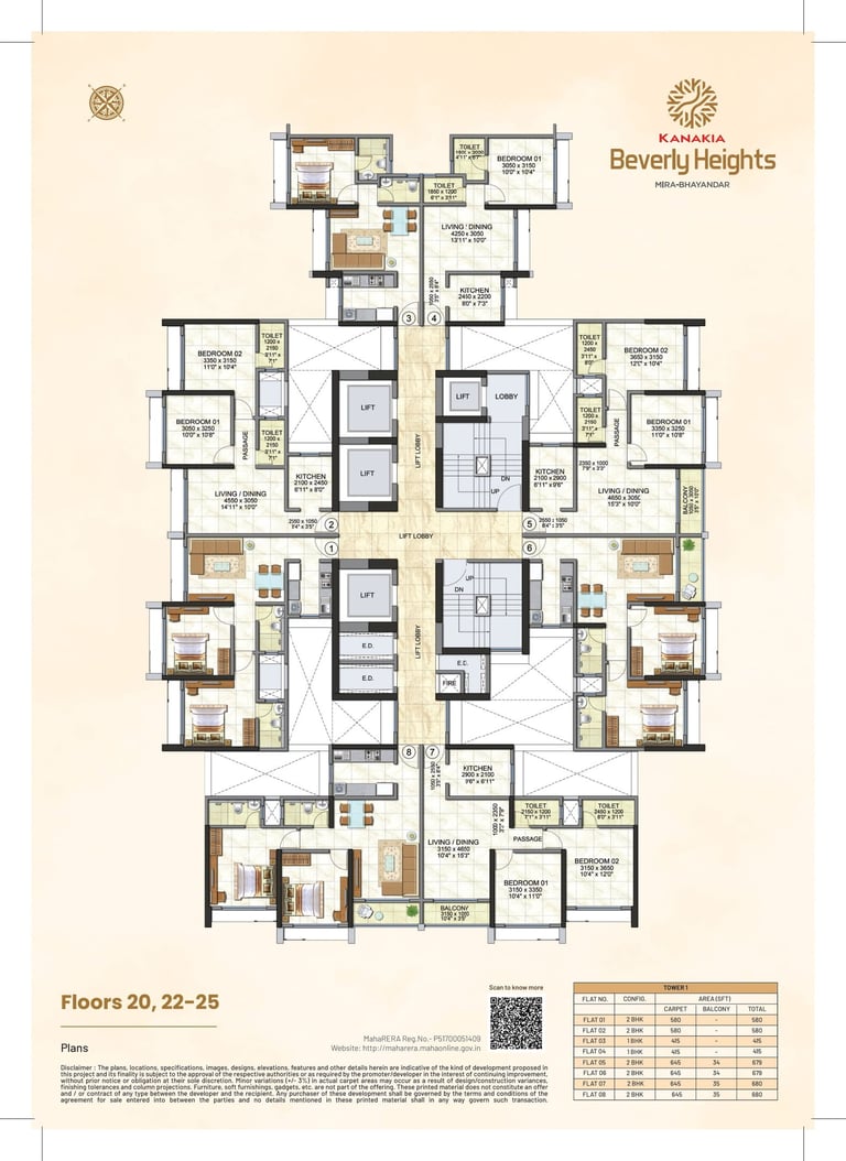 FLOOR PLAN TOWER 1 KANAKIA BEVERLY HEIGHTS, KANAKIA BEVERLY HEIGHTS INDRALOK PHASE 6, KANAKIA BEVERLY HEIGHTS BHAYANDAR EAST