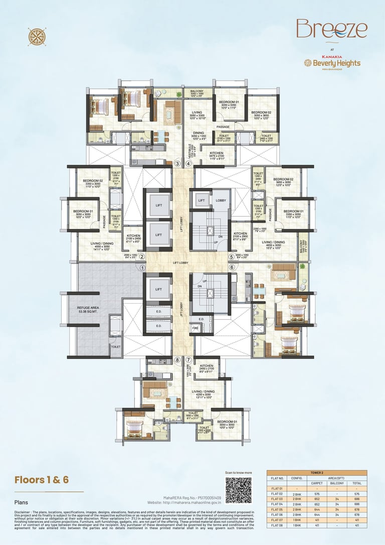 FLOOR PLAN TOWER 2 KANAKIA BEVERLY HEIGHTS, KANAKIA BEVERLY HEIGHTS INDRALOK PHASE 6, KANAKIA BEVERLY HEIGHTS BHAYANDAR EAST
