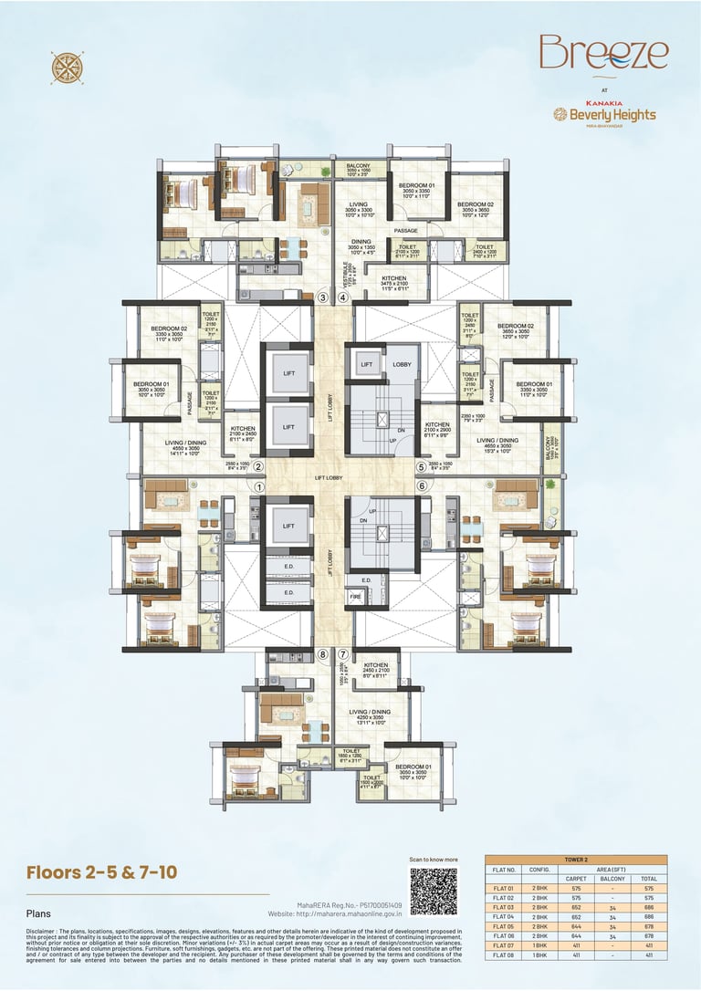 FLOOR PLAN TOWER 2 KANAKIA BEVERLY HEIGHTS, KANAKIA BEVERLY HEIGHTS INDRALOK PHASE 6, KANAKIA BEVERLY HEIGHTS BHAYANDAR EAST