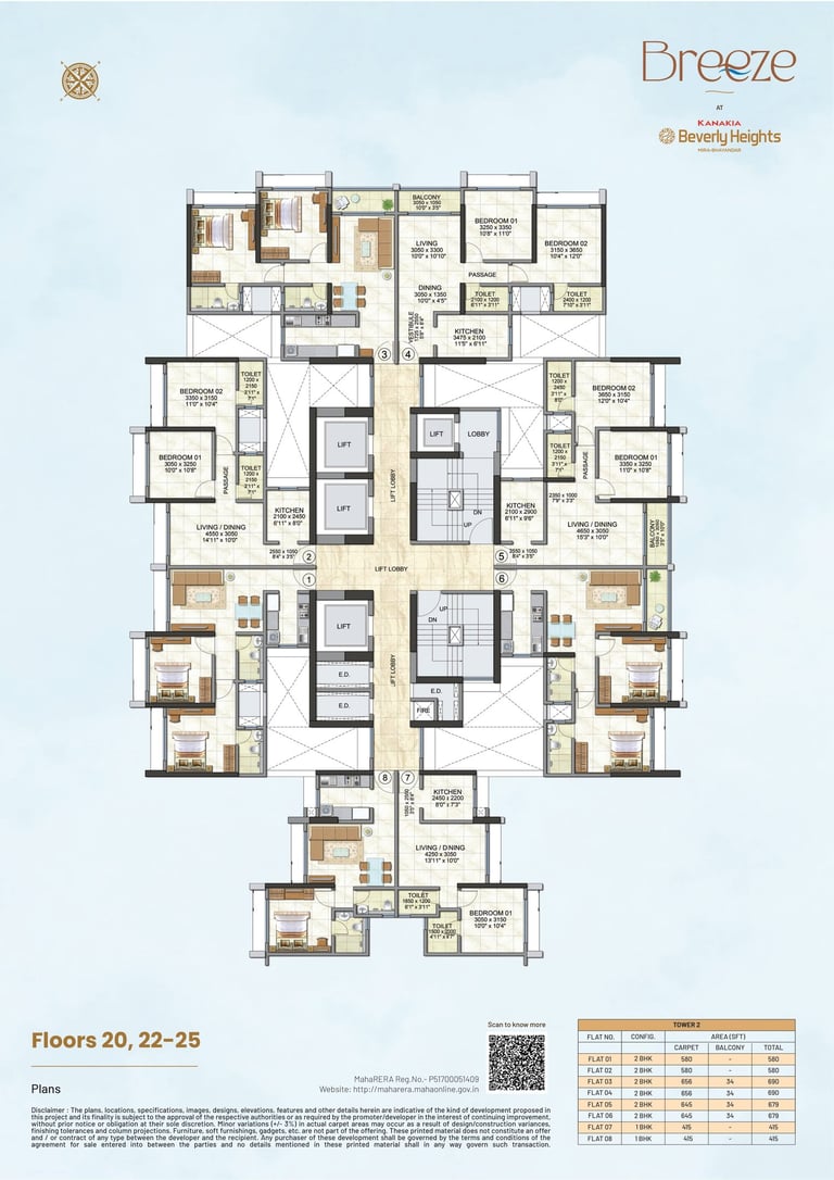 FLOOR PLAN TOWER 2 KANAKIA BEVERLY HEIGHTS, KANAKIA BEVERLY HEIGHTS INDRALOK PHASE 6, KANAKIA BEVERLY HEIGHTS BHAYANDAR EAST