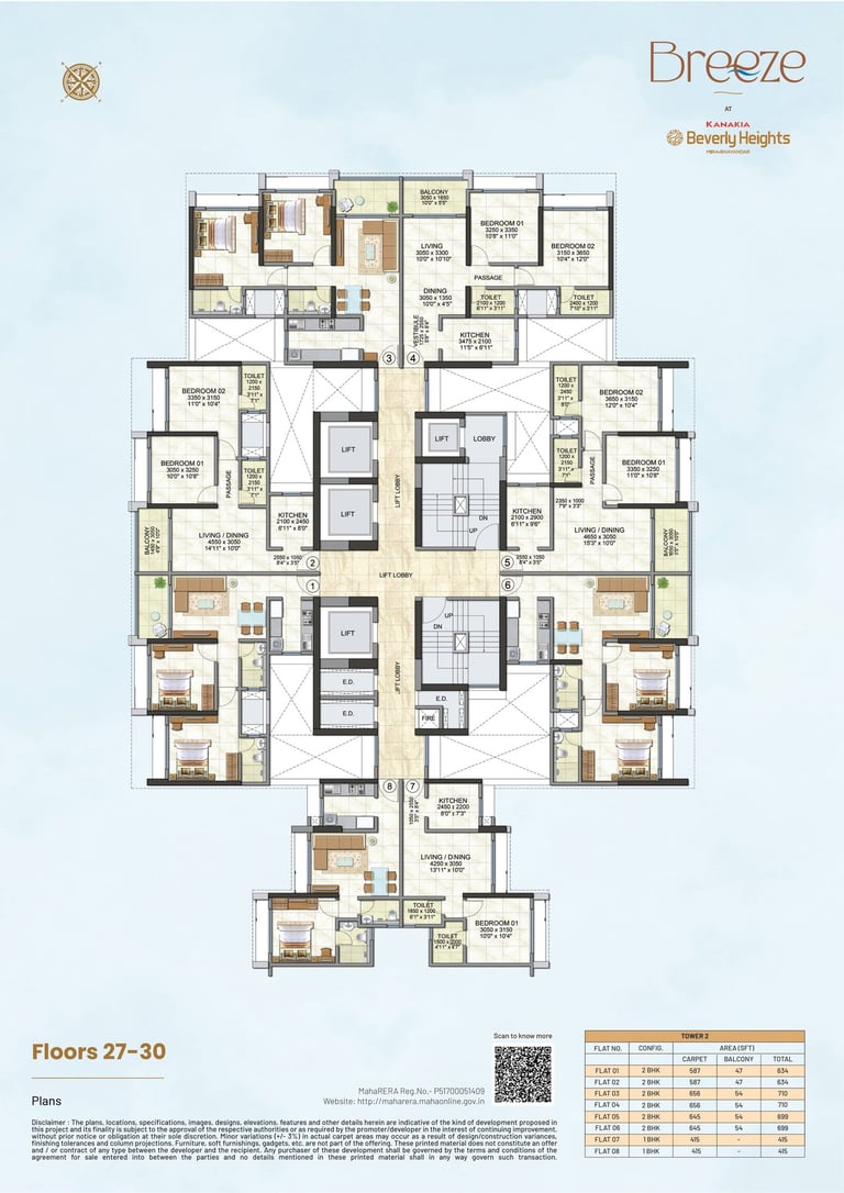 FLOOR PLAN TOWER 2 KANAKIA BEVERLY HEIGHTS, KANAKIA BEVERLY HEIGHTS INDRALOK PHASE 6, KANAKIA BEVERLY HEIGHTS BHAYANDAR EAST