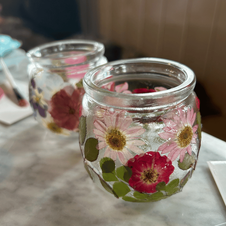 pressed flower lanterns Wellness workshop notts