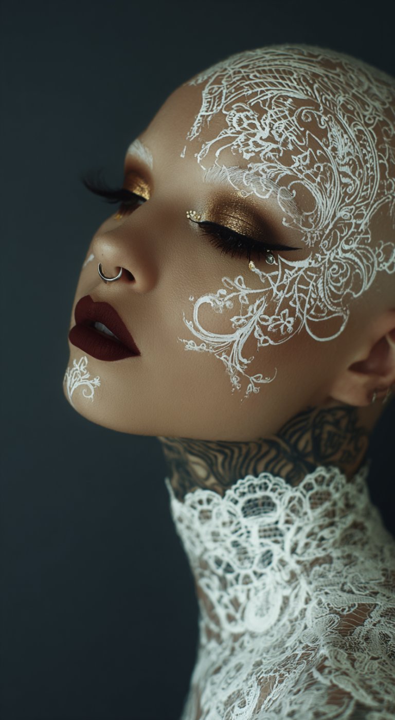 Modern editorial hair styling with soft texture and luxury fashion-inspired beauty makeup.