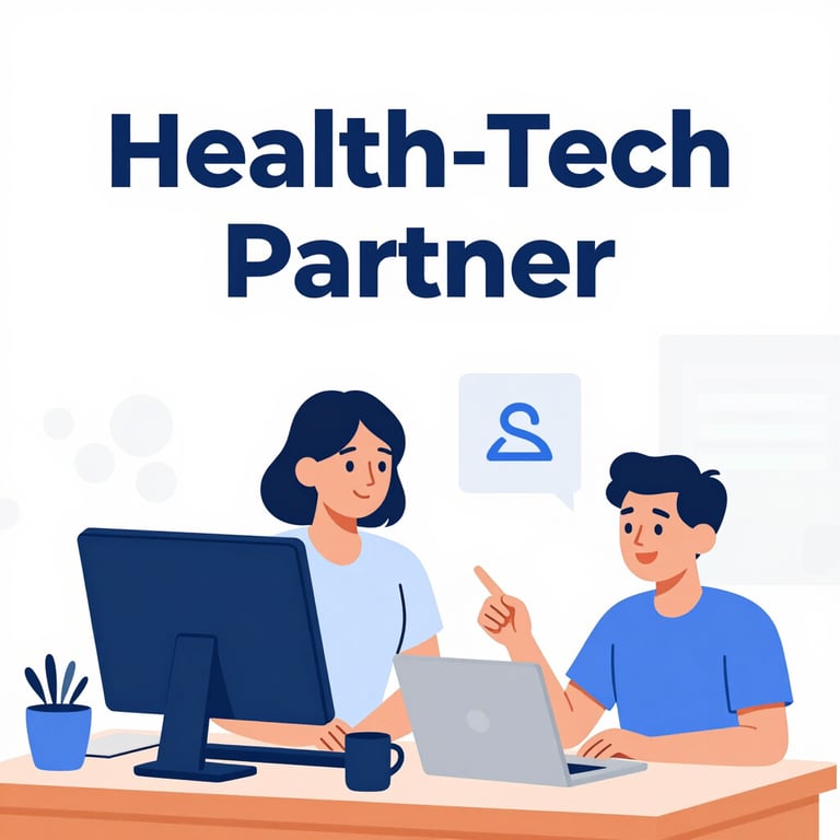 A professional meeting around a table with blue and cream accents reflecting the azurence brand colors.