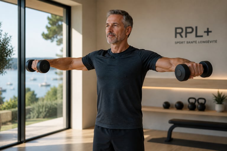 Homme réalisant un exercice d'élévations latérales parfaitement éxécuté