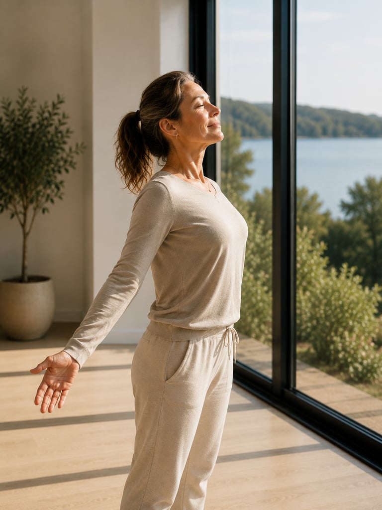Femme 40+ bénéficiant d'une posture parfaite grâce au renforcement musculaire du dos.