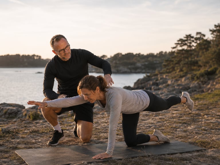 Séance de coaching au bord de l'eau
