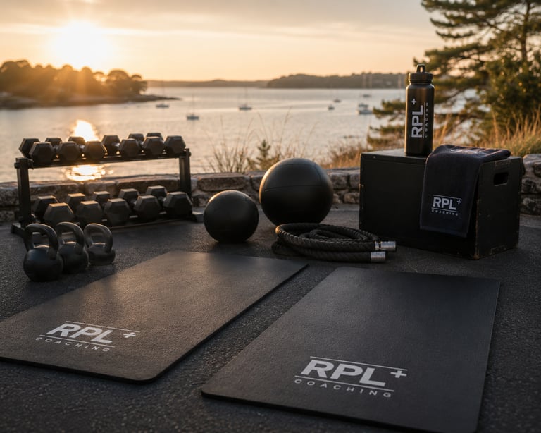 Matériel de coaching sportif RPL+ au coucher du soleil dans le Golfe du Morbihan