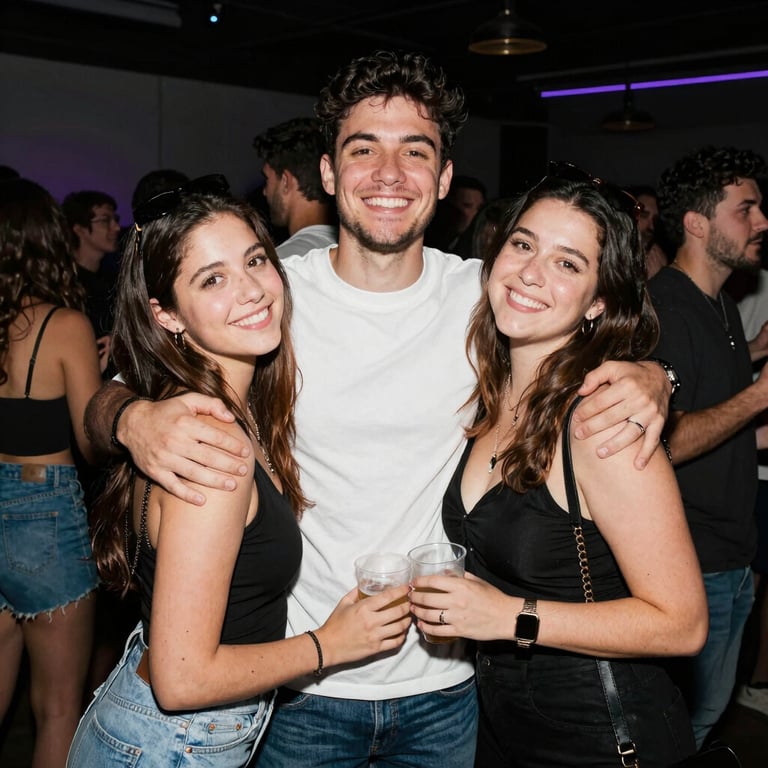A wide-angle view of a bustling wedding reception filled with laughter and dancing.