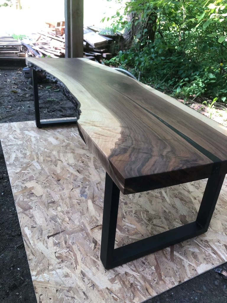 Custom live edge black walnut wood desk — made to order by Riverside Workshop Canada