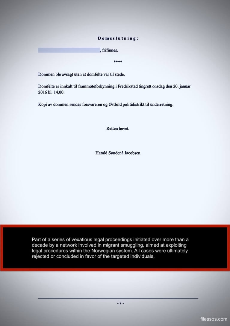 Salah Hassan Al-Saadi, his wife, Qatranada Adnan Abdulhussein, and Hege Finsvieen, lose lawsuit Fredrikstad District Court 