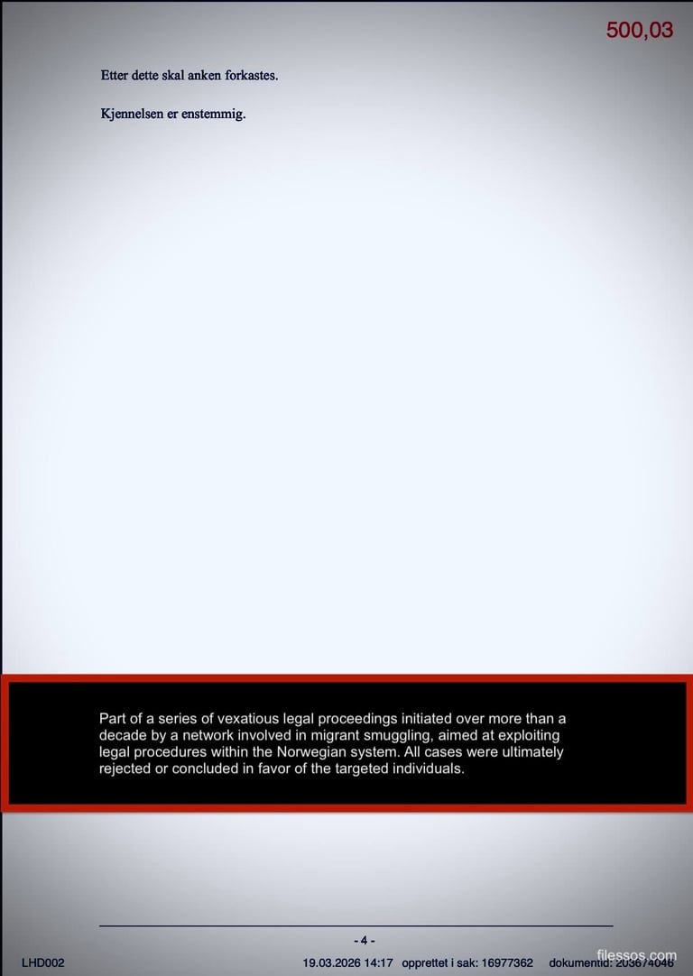 Zainab Art Smuggler 2008 Crotone , lose a malicious lawsuit before the Oslo District Court, Zainab Abdulkarim Ali