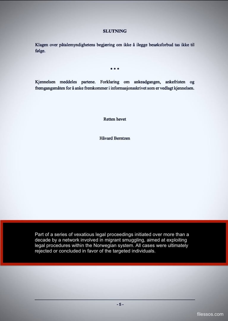 Court decision, Zainab Abdulkarim Ali , lose a malicious lawsuit before the Oslo District Court